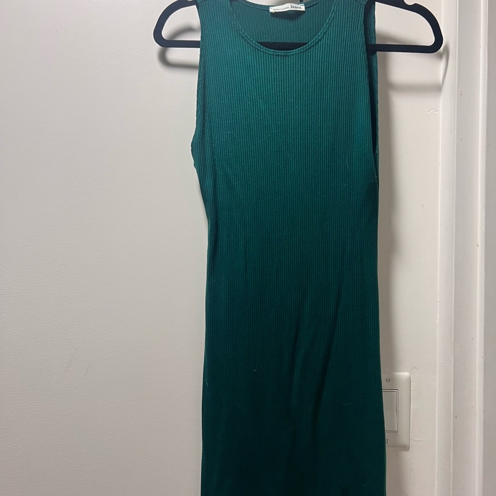 Sleeveless Green Ribbed Mini